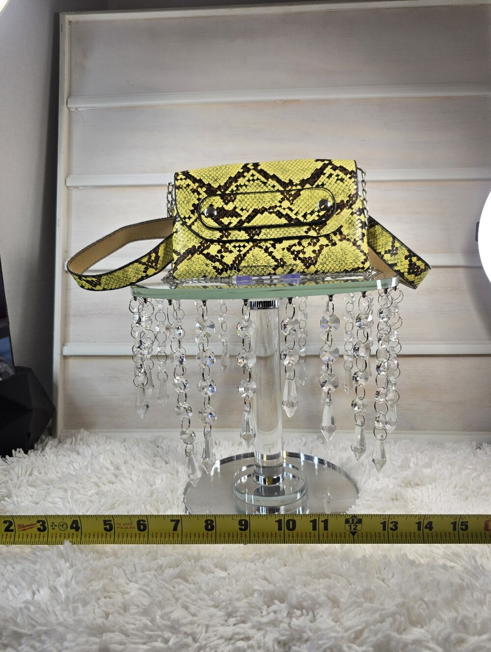 Yellow Snake-Print Crossbody belt Bag